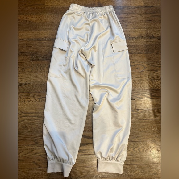 Zara Beige Satin Cargo Joggers Pants - Picture 6 of 6